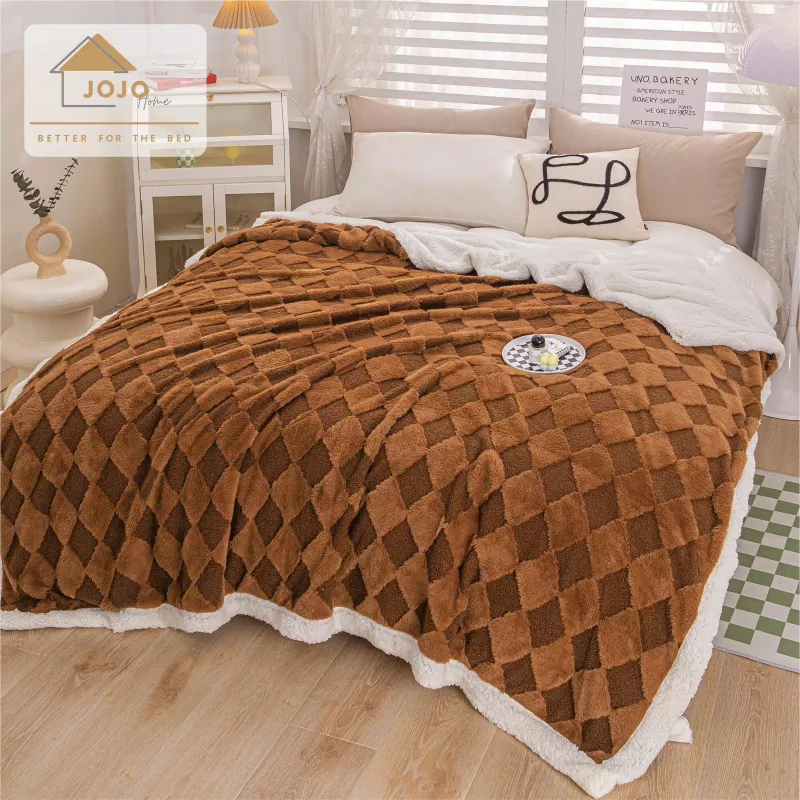 Patura Cu Blanita Artificiala de Iepure + Catifea Teddy, Maro -JO369