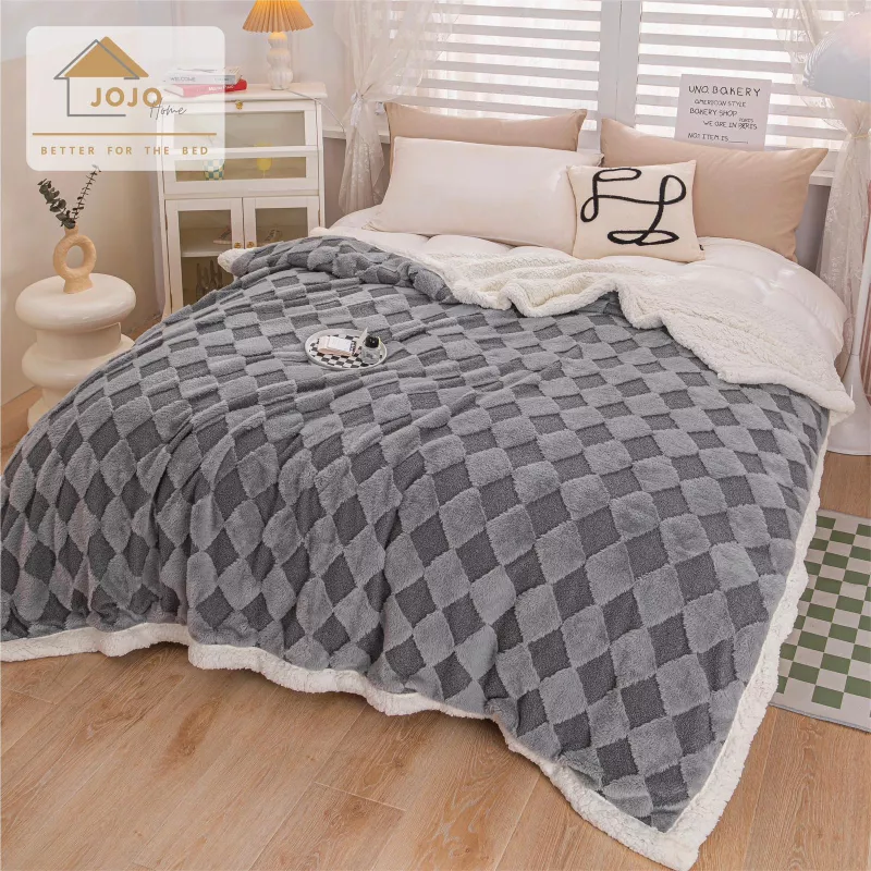 Patura Cu Blanita Artificiala de Iepure + Catifea Teddy, Gri  -JO368