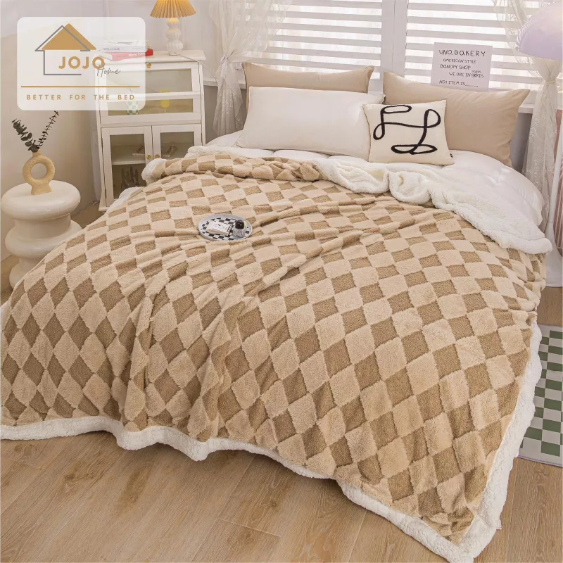 Patura Cu Blanita Artificiala de Iepure + Catifea Teddy, Cream  -JO366