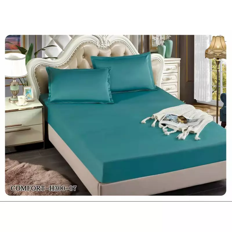 Husa de Pat Tercot cu Elastic + 2 Fete de Perna pentru Pat Dublu Verde - EAT205
