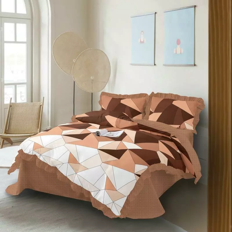 Lenjerie de Lux cu Volanase pentru pat dublu din Bumbac FINET- CPL57