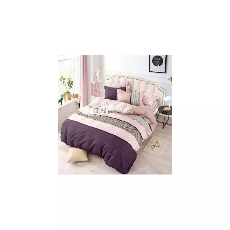 Lenjerie de Pat, Bumbac Finet, 6 Piese, Pat Dublu -JO43