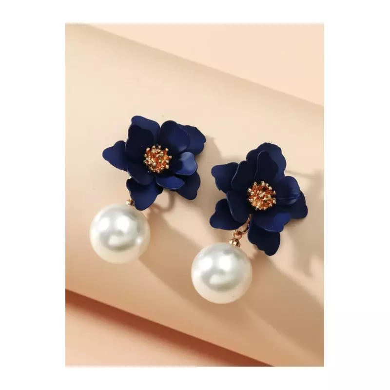 Cercei Albastrii Floare si Perla - 31243