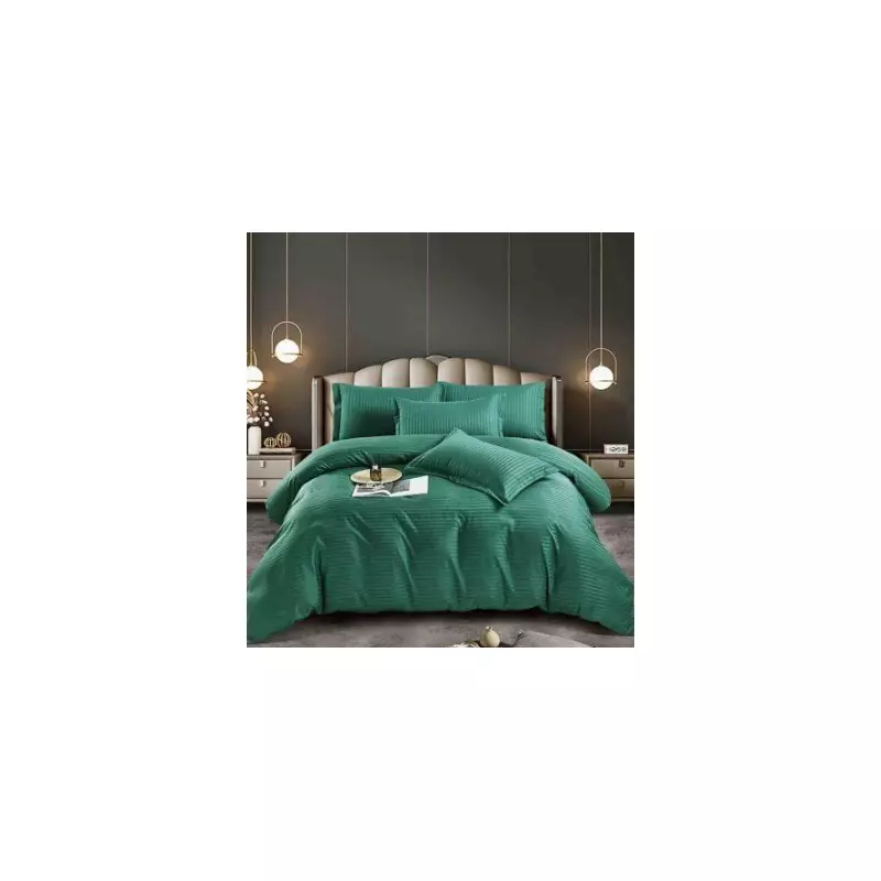 Lenjerie de Pat Damasc, 1 Persoana, 4 Piese, Verde-JO240