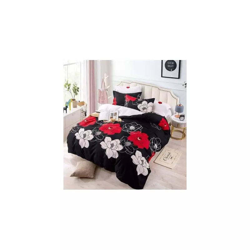Lenjerie de Pat, Bumbac Finet, 6 Piese, Pat Dublu -JO64
