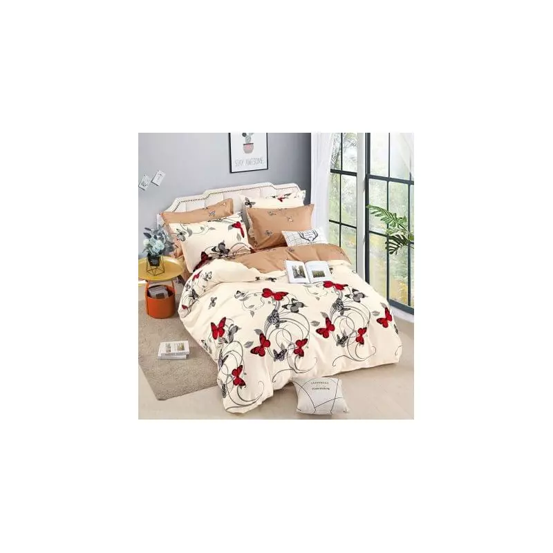 Lenjerie de Pat, Bumbac Finet, 6 Piese, Pat Dublu -JO65