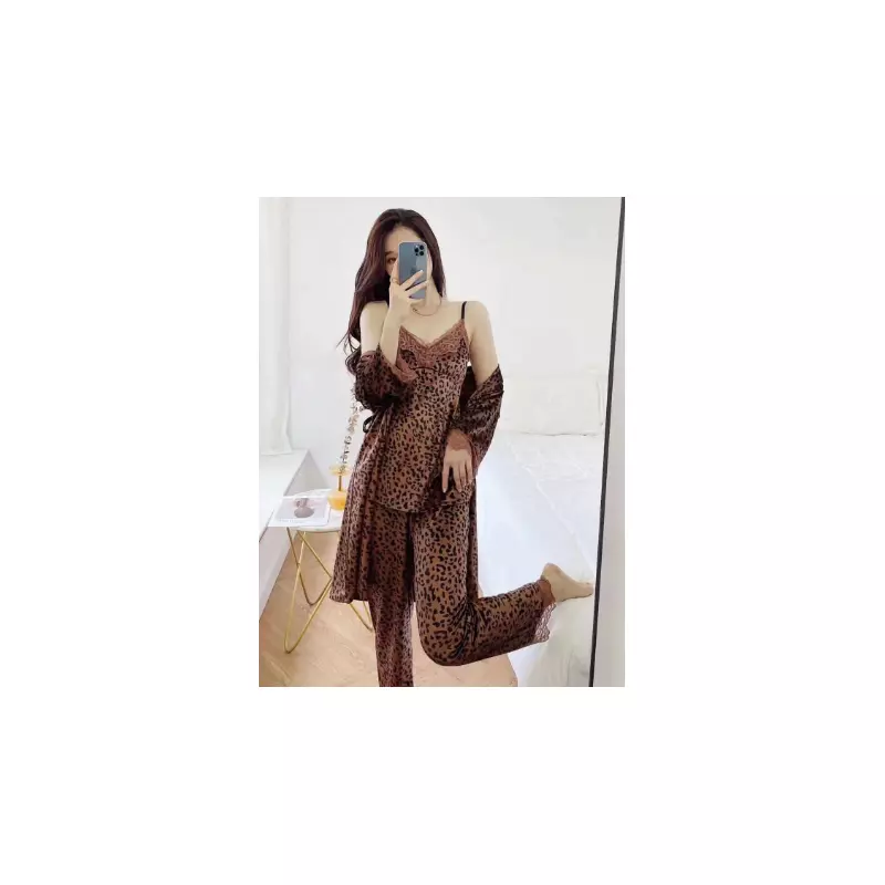 Set Pijama De Dama 3 Piese Roz Din Catifea, Maro - MEI25