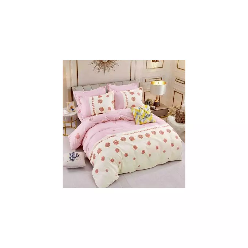 Lenjerie de Pat, Bumbac Finet, 6 Piese, Pat Dublu -JO106