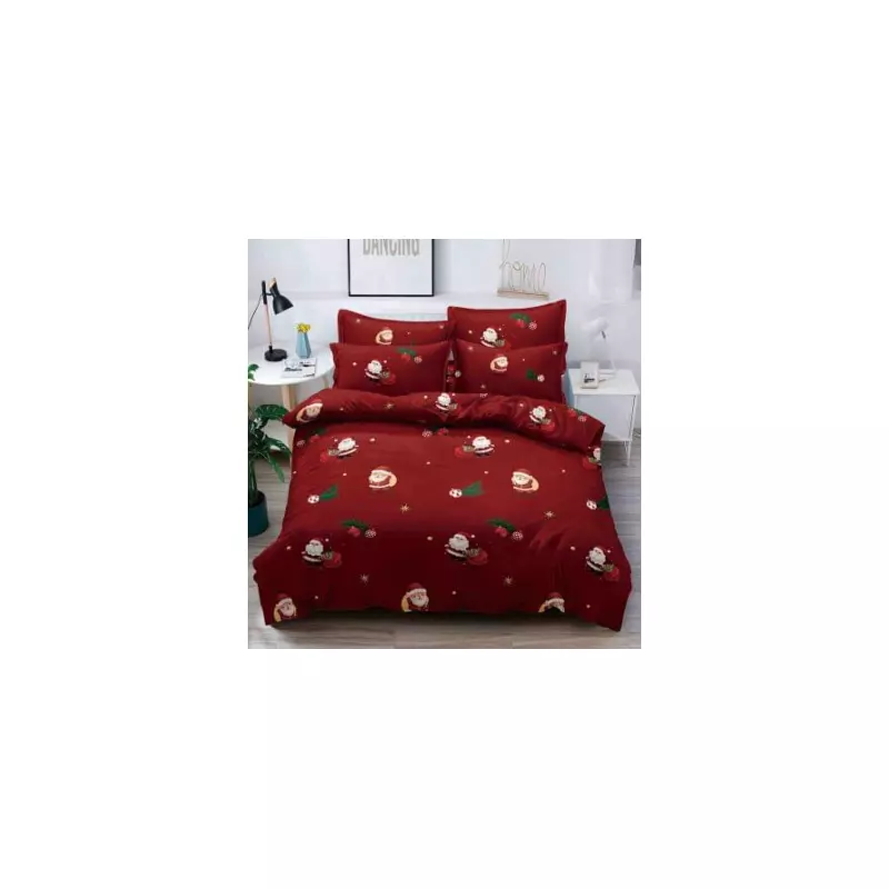 Lenjerie de Pat Bumbac Finet cu Elastic,  Mos Craciun - JO603
