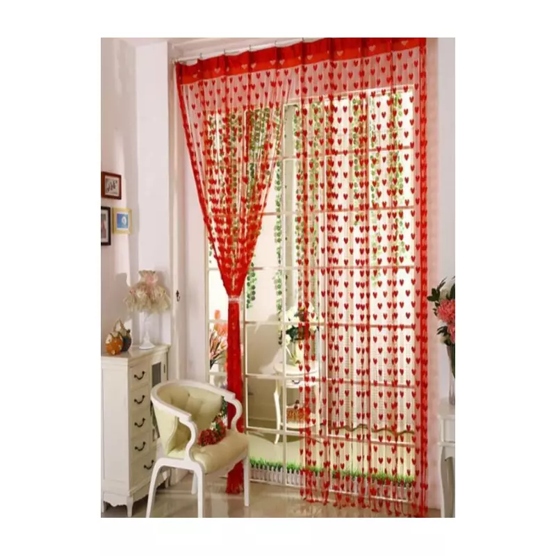 Perdea Franjuri 100 x 200cm - Rosie cu Inimioare - 93318