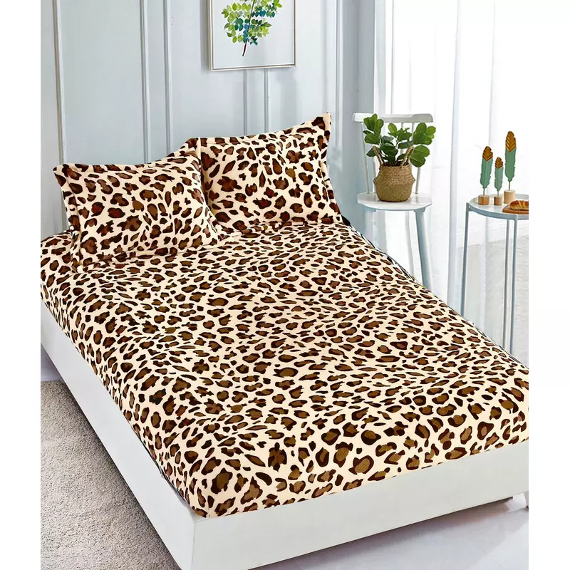 Husa de Pat Cocolino cu Elastic + 2 Fete de Perna - JO784 Model Leopard