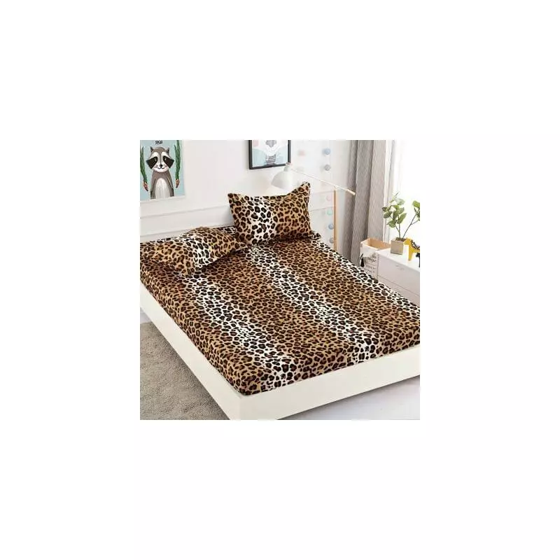 Husa de Pat + 2 Fete de Perna din Finet 180x200cm - JO817 Animal Print Leopard