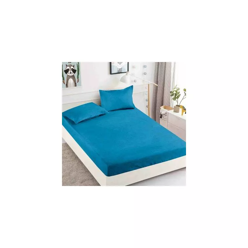 Husa de Pat + 2 Fete de Perna din Finet 180x200cm - JO824 Albastru