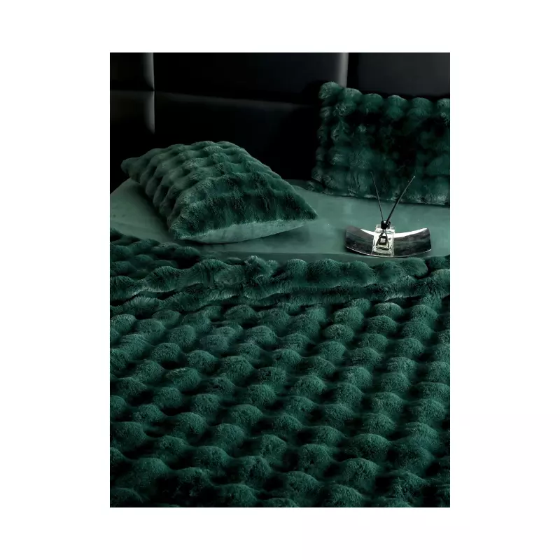 Lenjerie Cocolino Cu Blanita de Iepure Pentru Pat Dublu, 6 piese, Verde Inchis  - JO709