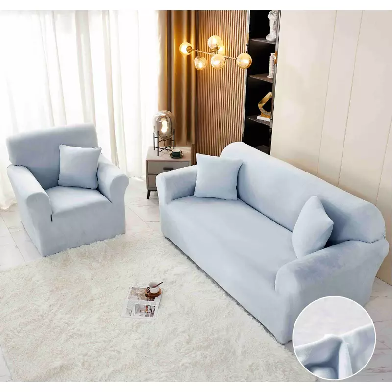 Set Huse Canapea 311 Catifea, Albastru deschis - JO881