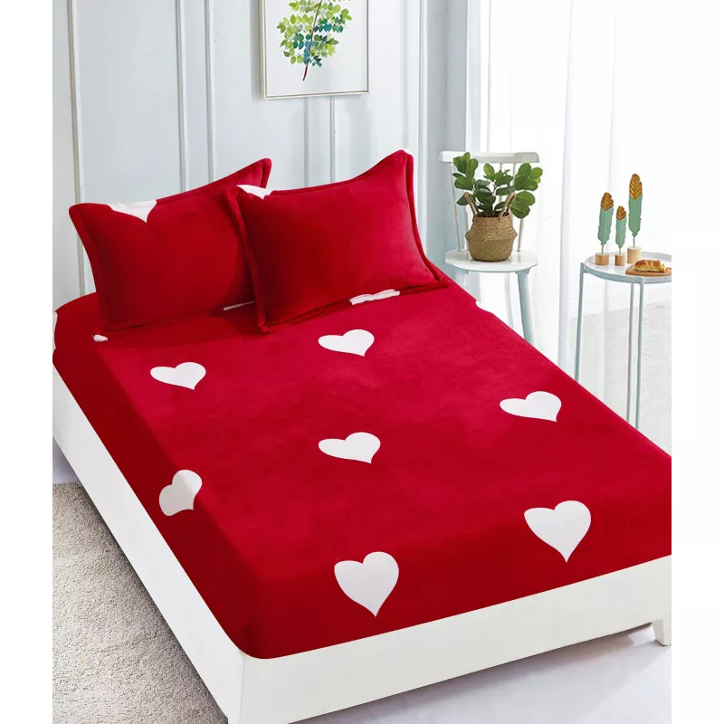 Husa de pat cocolino cu elastic + 2 fete de perne pentru pat dublu -JO930