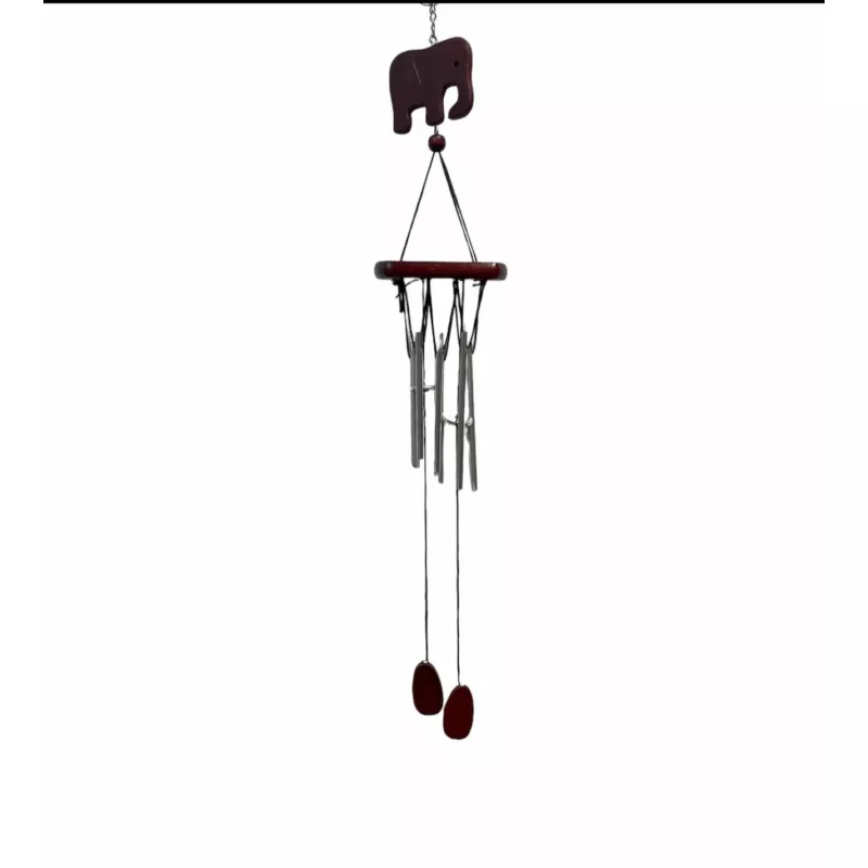 Clopot de vant din lemn si metal cu ELEFANT- INVF128