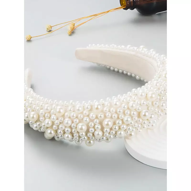 Bentita de Par cu Perle Decorative, Alb - 04237