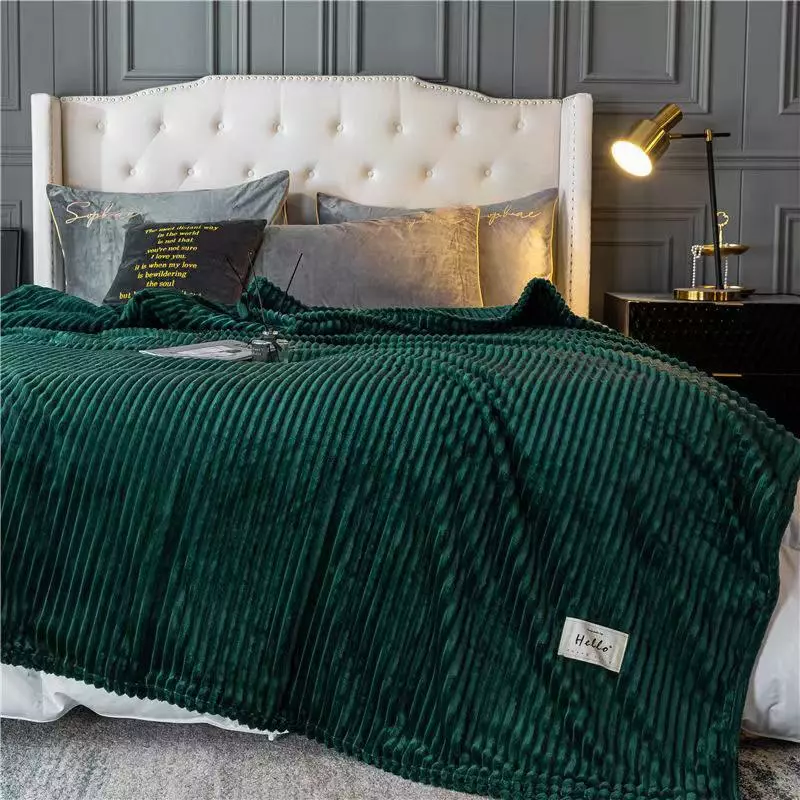 Patura Cocolino Gofrata Pentru Pat Dublu, Verde Inchis- LJ964