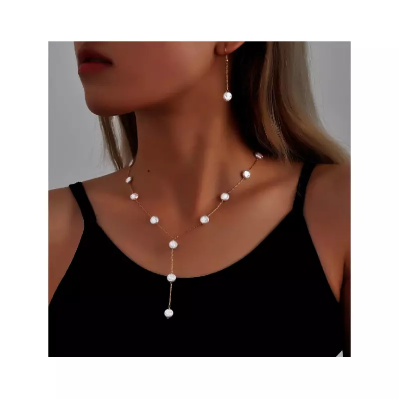 Set colier si cercei cu perle - 93961