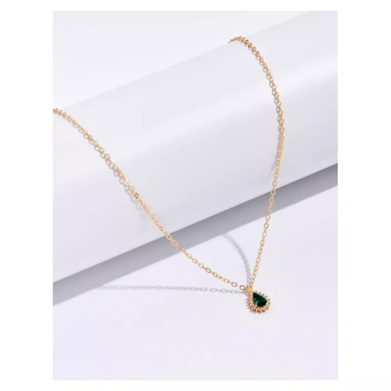 Colier auriu cu talisman verde  - 94810