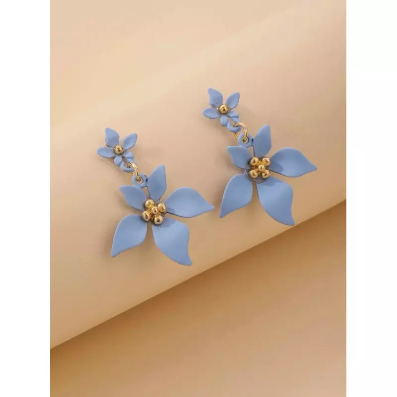 Cercei nude forma de Floare, Blue - 25127