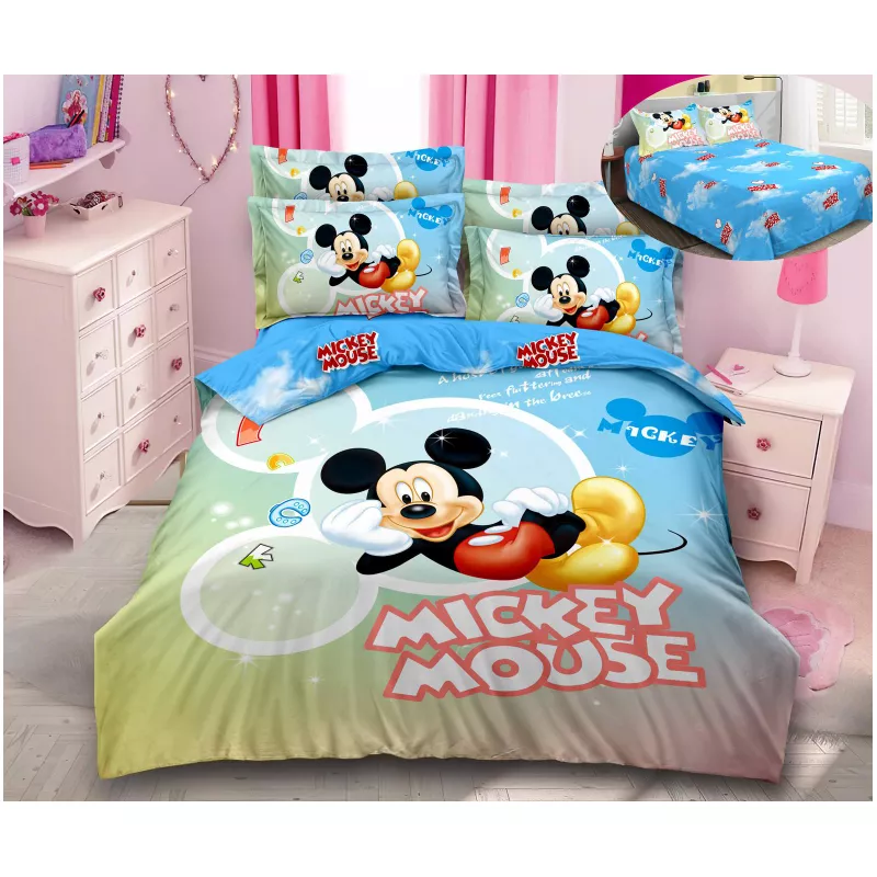 Lenjerie De Pat Bumbac Finet, 6 Piese, Mickey Mouse - SIPRA2-55