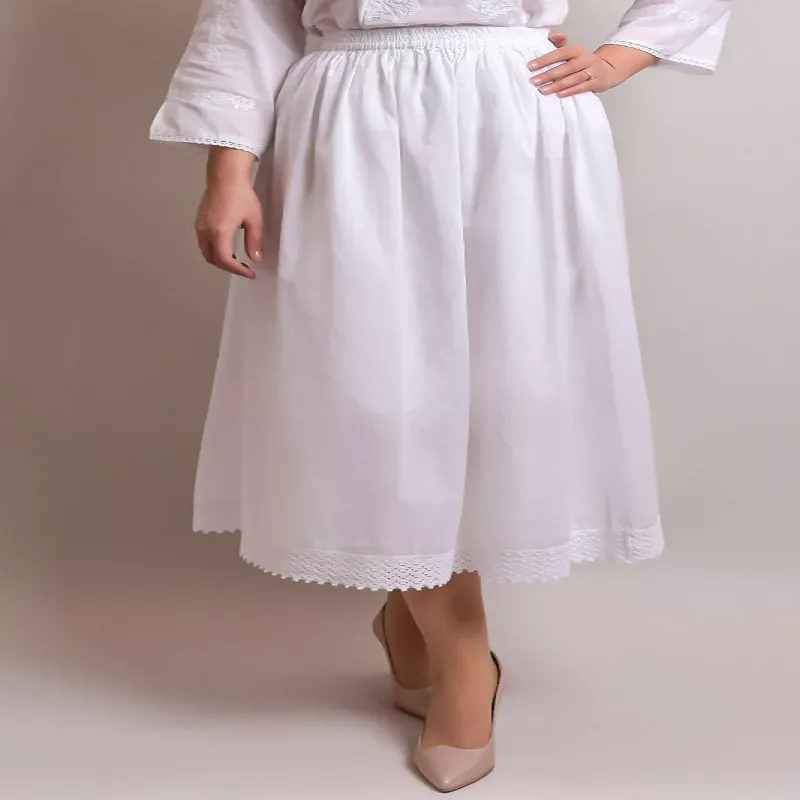 Fusta Traditionala Alba - Poale Lungi - FTSF02