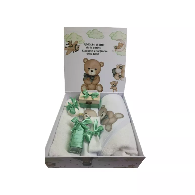 Trusou Botez Ursulet Verde, 8 Piese - TB05