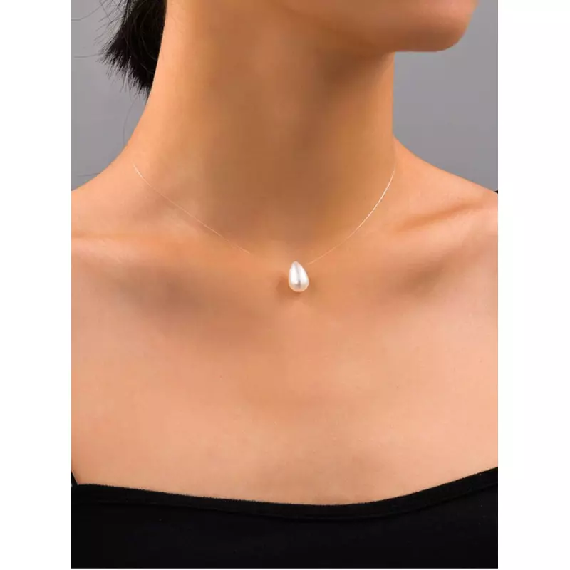 Colier cu Perle Artificiale Transparent - 65486