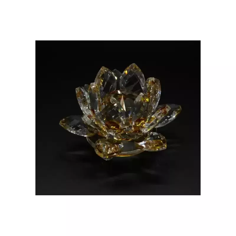 Floare de lotus galbena din cristal de sticla -8cm