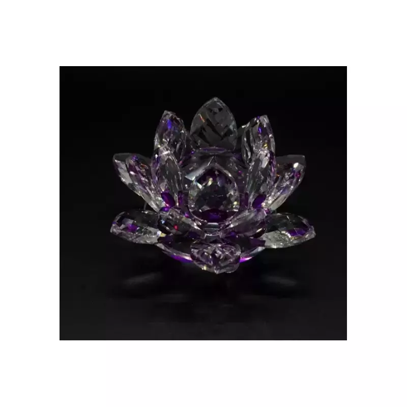 Floare de lotus mov din cristal de sticla -8cm