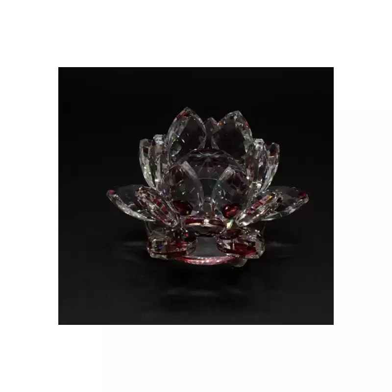Floare de lotus rosie din cristal de sticla -8cm