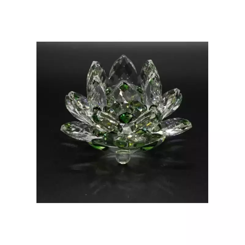 Floare de lotus verde din cristal de sticla -8cm