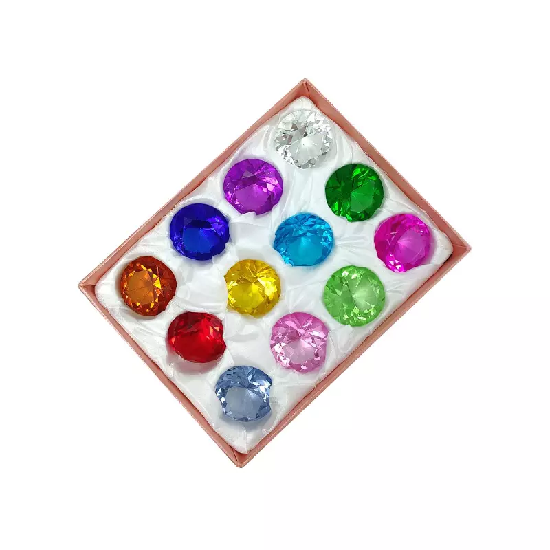 Set 12 cristale decorative din sticla K9, diamante, medii 5 cm