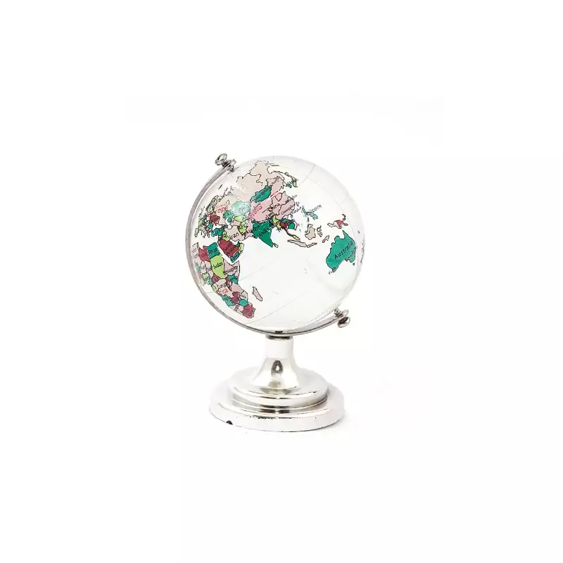 Glob Pamantesc din Cristal cu Harta Pictata Mare - 45x45x60mm