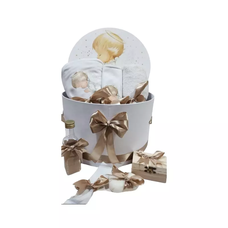 Trusou botez, 10 piese brodate, Model Ingeras - BAB98