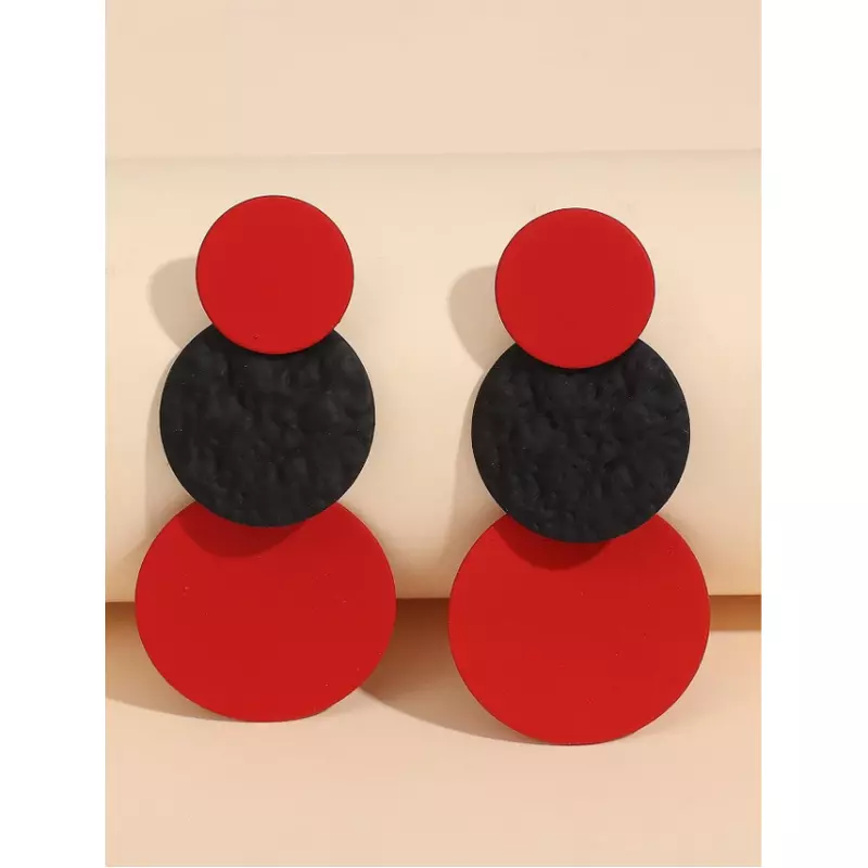 Cercei lungi Rosii cu Negru - 44114