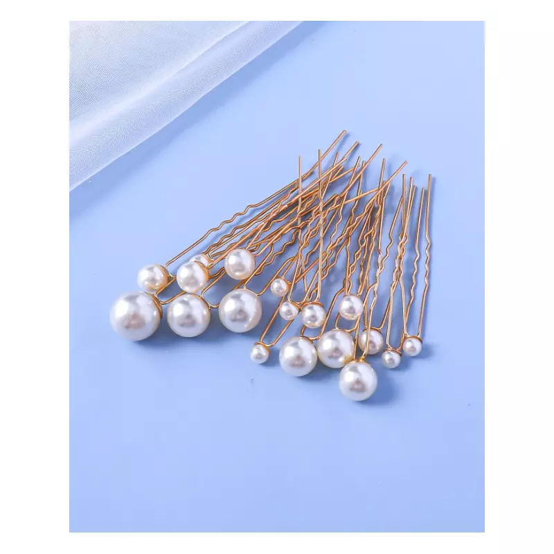 Ace Par Mireasa, Model cu Perle 1 x 8 cm, Aurii - 18 BUC