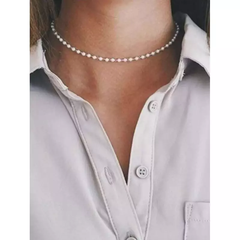 Colier tip Choker Auriu cu Perle - 16806