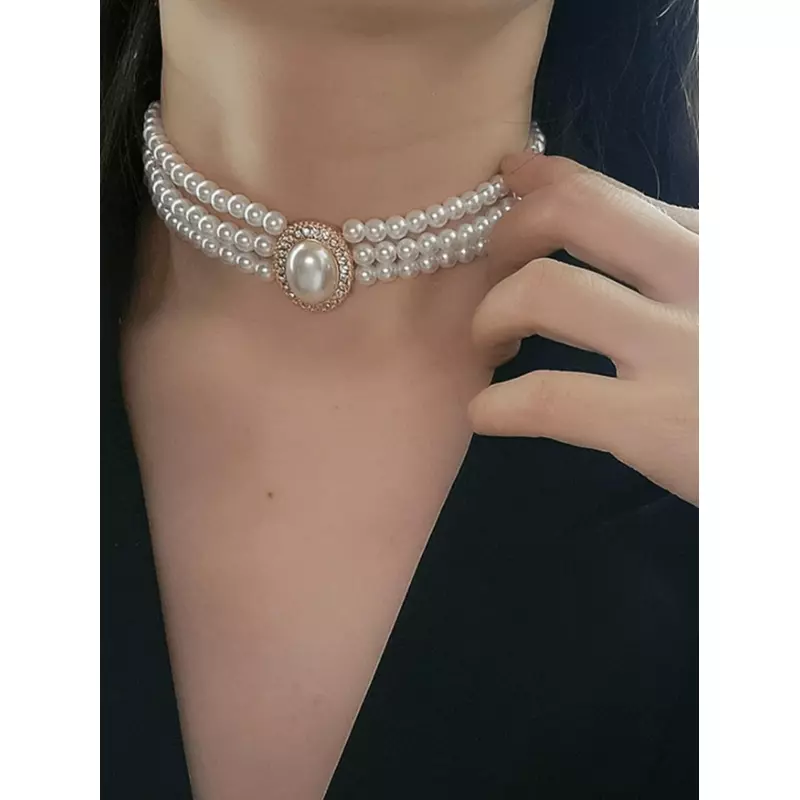 Colier Stil Choker cu Perle - 46443