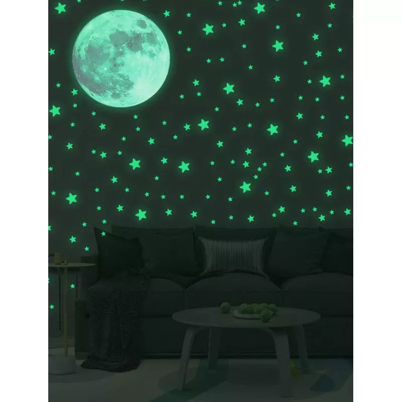 Sticker Perete Autocolant Fosforescent Luna si Stele - 66868