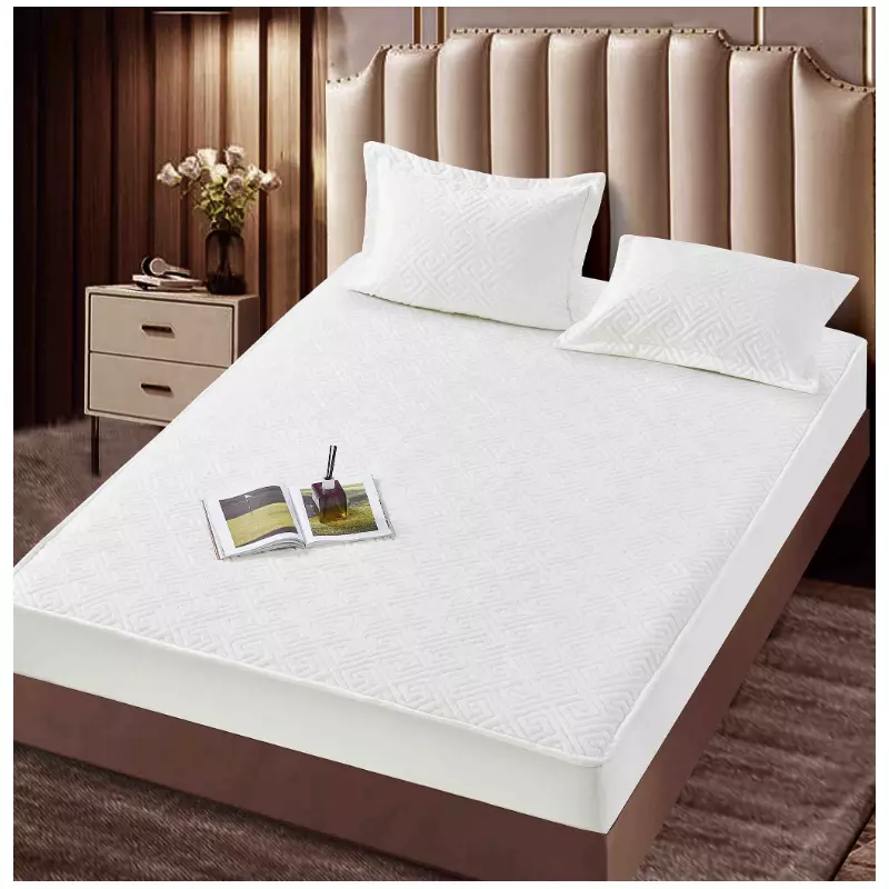 Husa de Saltea Tip Topper cu Elastic + 2 Fete de Perna Catifea, Alb 160x200 - JO996