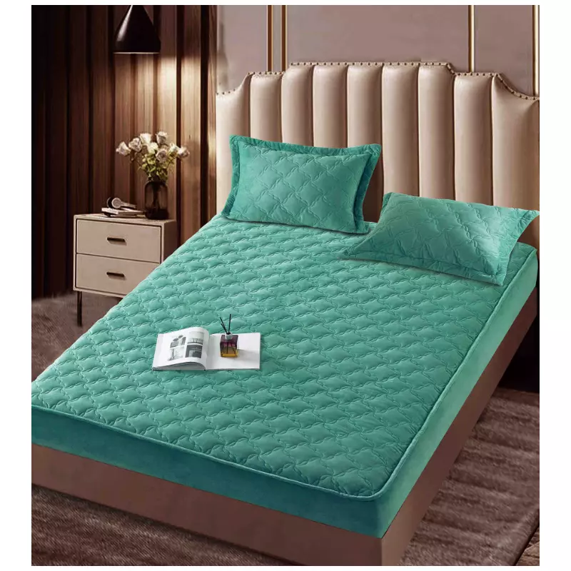 Husa de Saltea Tip Topper cu Elastic + 2 Fete de Perna, Turcoaz 140X200 - JOJ04
