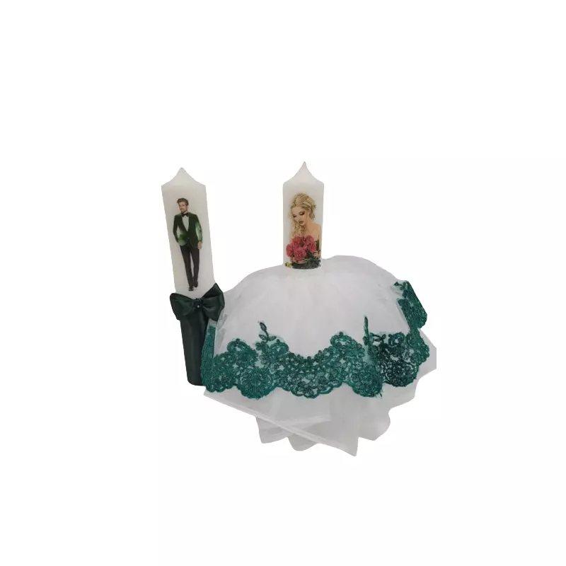 Set 2 Lumanari pentru Nunta cu Rochita si Dantela - LN30
