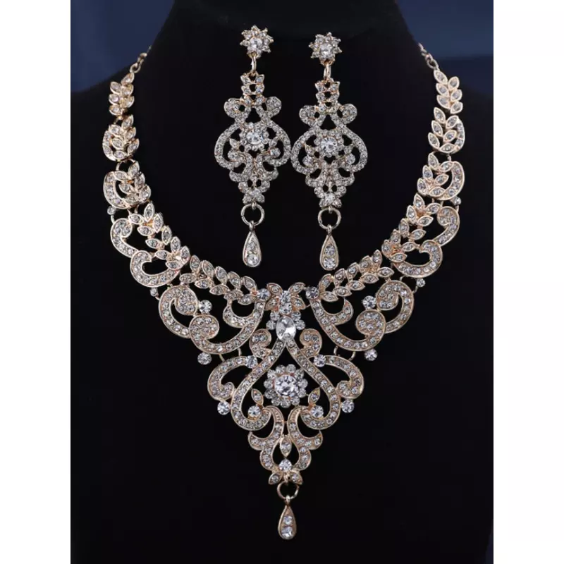 Set Colier si Cercei Aurii cu Diamante - 88732