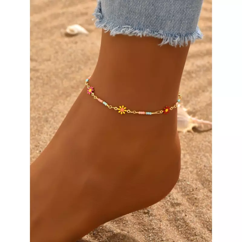 Bratara De Picior Multicolora cu Floare - 77939