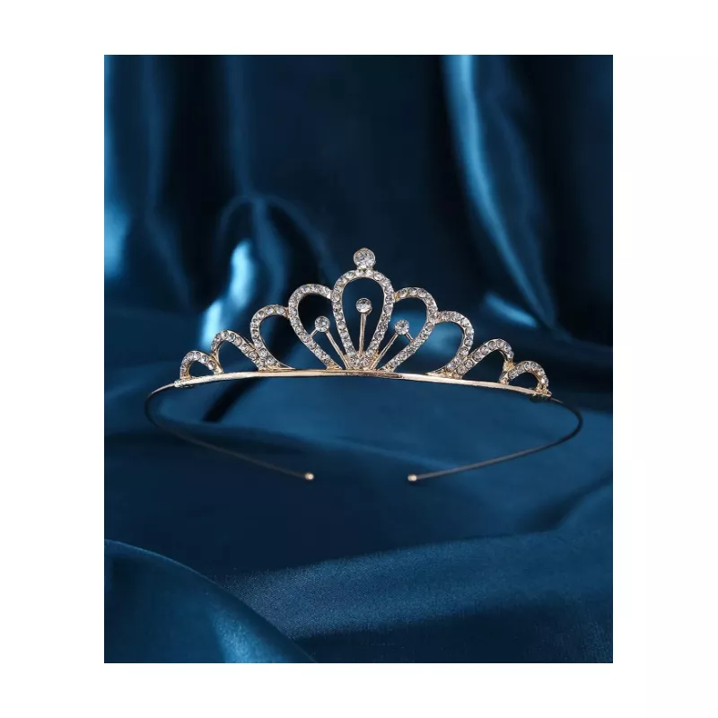 Diadema (Coronita) Mireasa subtire cu strasuri, aurie- 53997