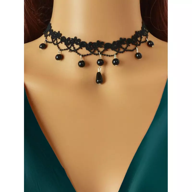 Choker Negru cu Bile - 10545