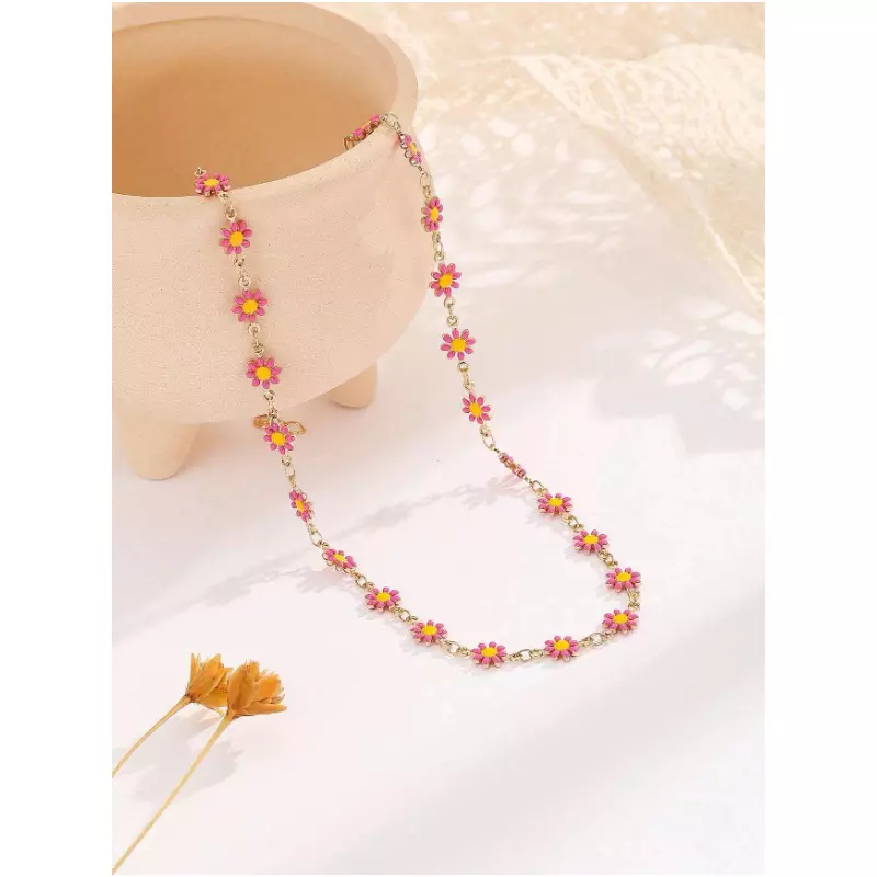 Colier cu flori roz - 22697